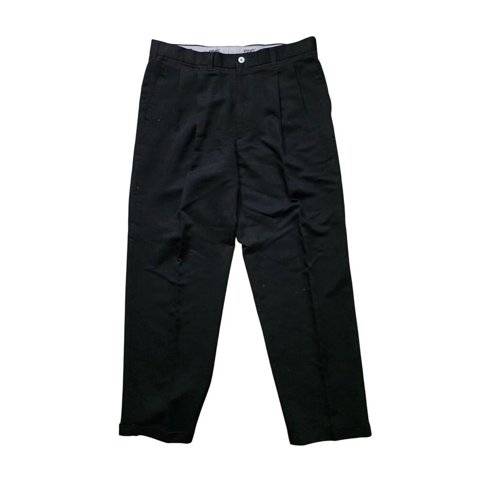Ping Golf Performance Pants Men’s 36x32 Black Chino Cuffed Pleated